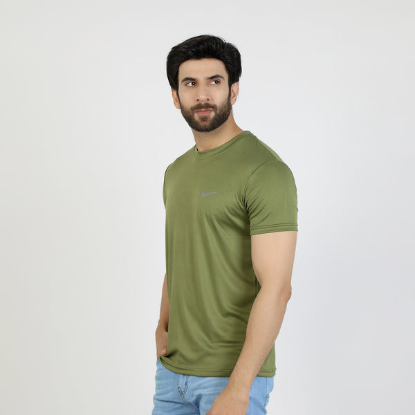 Men's Half Sleeves Round Neck T-Shirt - Green