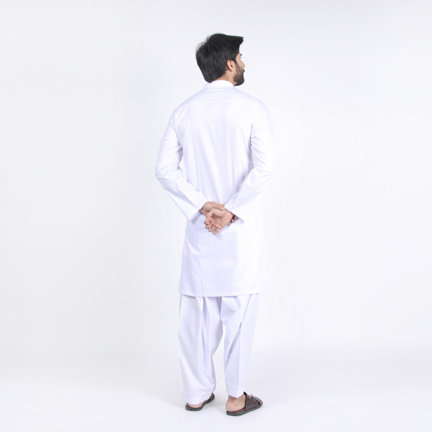 Men's Slim Fit Kurta Shalwar Suit - White, Men's Shalwar Kameez, Chase Value, Chase Value