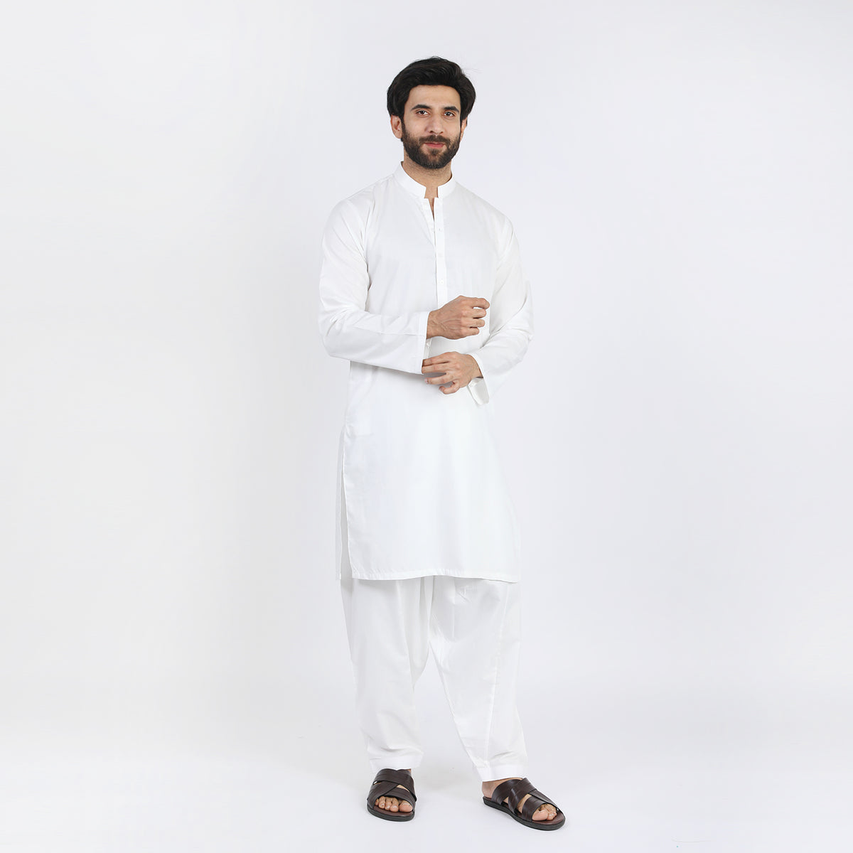 Men's Slim Fit Kurta Shalwar Suit - Off White, Men's Shalwar Kameez, Chase Value, Chase Value