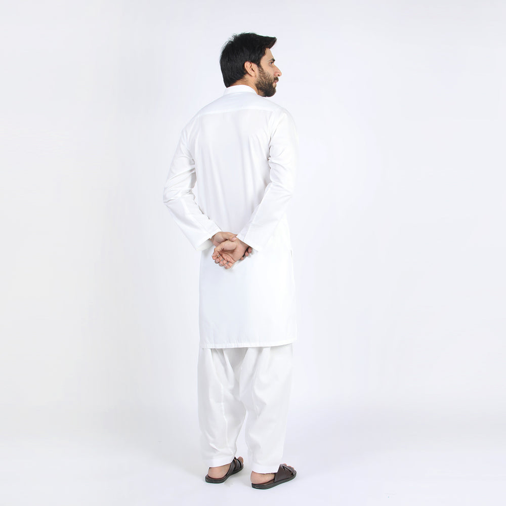 Men's Slim Fit Kurta Shalwar Suit - Off White, Men's Shalwar Kameez, Chase Value, Chase Value