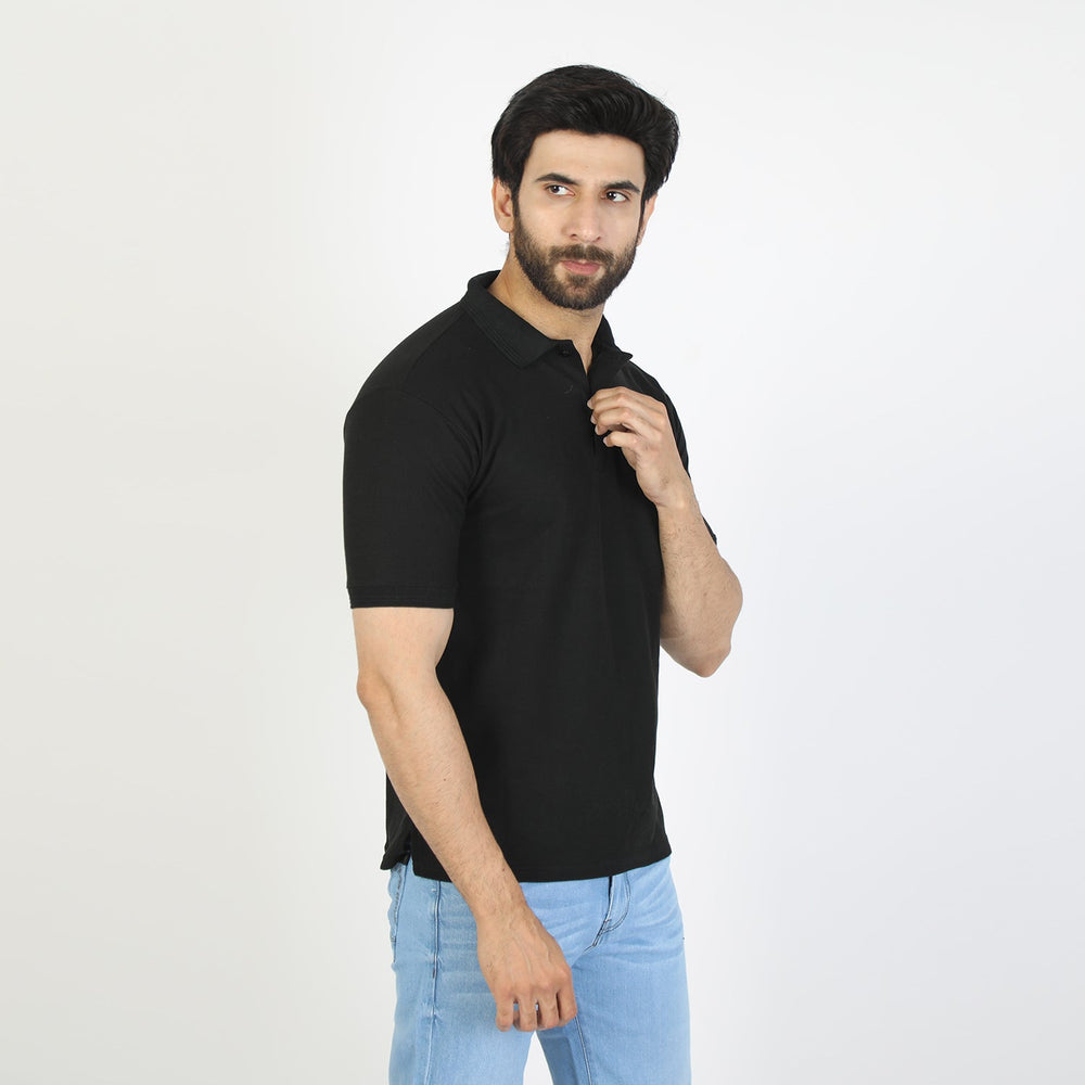 Men's Half Sleeves Polo T-Shirt - Black, Men's T-Shirts & Polos, Chase Value, Chase Value