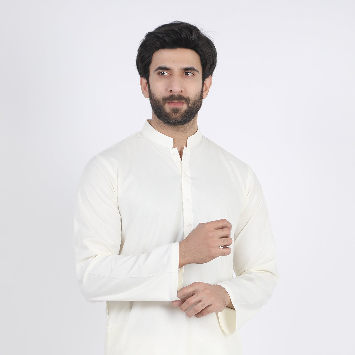 Men's Slim Fit Kurta Shalwar Suit - Cream, Men's Shalwar Kameez, Chase Value, Chase Value