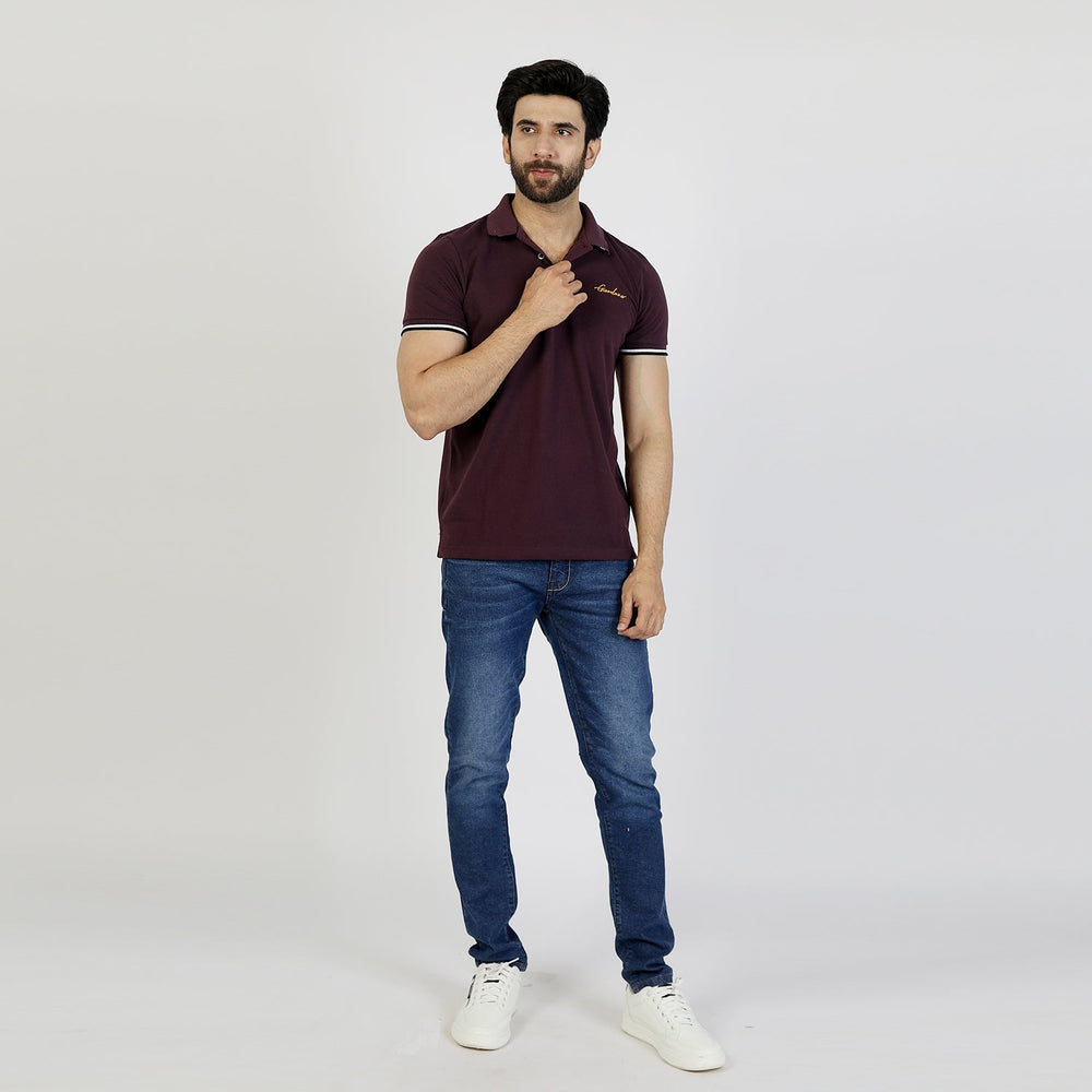 Men's Half Sleeves Polo T-Shirt - Purple, Men's T-Shirts & Polos, Chase Value, Chase Value