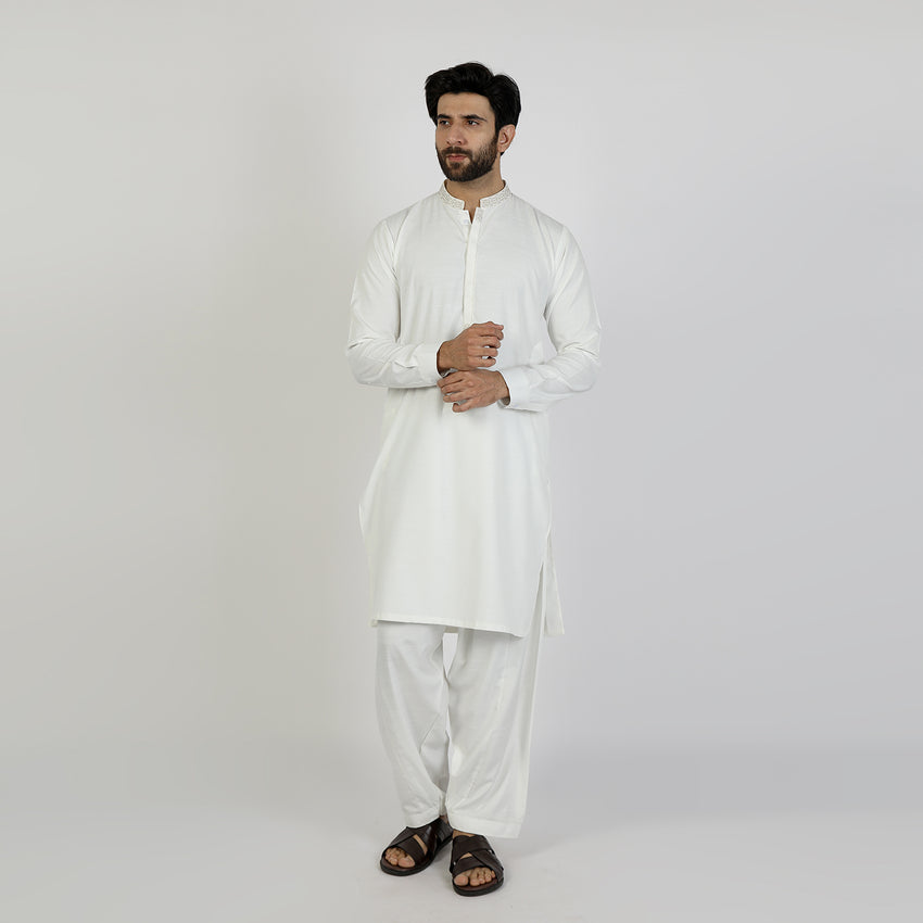 Eminent Men's Kurta Shalwar Suit - Off White