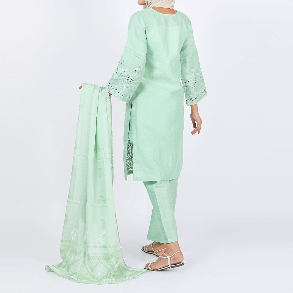 Women's Jacquard 3Pcs Suit - Light Green, Women Shalwar Suits, Chase Value, Chase Value