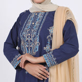 Women's Embroidered 3 Pcs Suit - Blue, Women Shalwar Suits, Chase Value, Chase Value