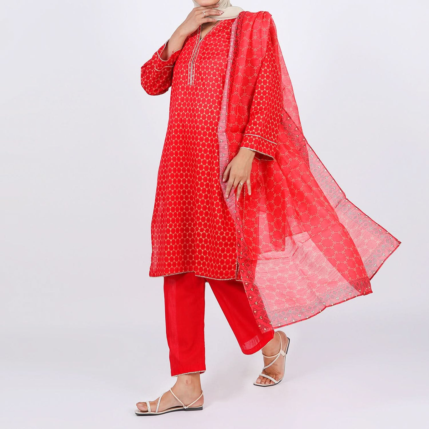red layered dress Sheer Dotted Lace Layered Maxi Dress in Burgundy Red main image 0