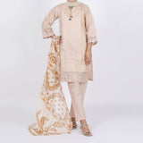 Women’s Stitched 3-Piece Cotton Suit – Nude Beige, Women Shalwar Suits, Chase Value, Chase Value