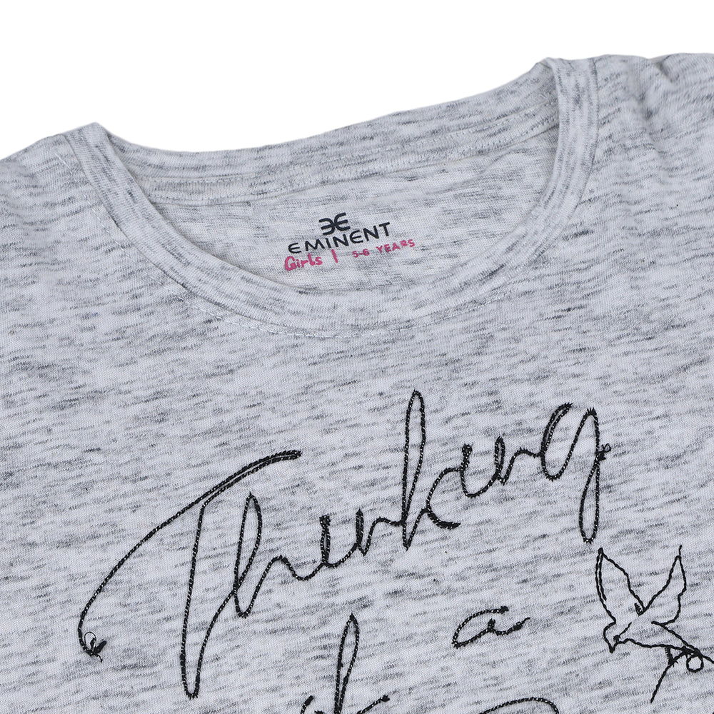 Eminent Girls Half Sleeves T-Shirt - Oatmeal, Girls T-Shirts, Eminent, Chase Value