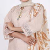 Women’s Stitched 3-Piece Cotton Suit – Nude Beige, Women Shalwar Suits, Chase Value, Chase Value