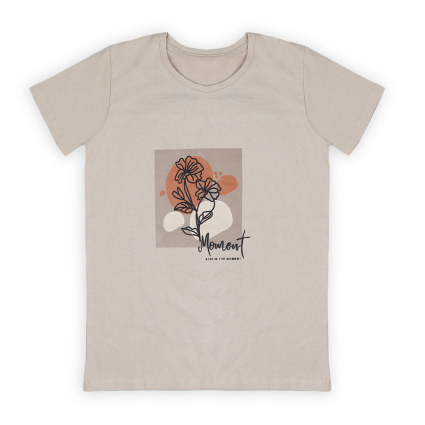 Eminent Women's Half Sleeves T-Shirt - Beige
