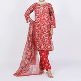 Women's Lawn Printed Embroidered 3Pcs Suit - Maroon, Women Shalwar Suits, Chase Value, Chase Value