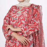 Women's Lawn Printed Embroidered 3Pcs Suit - Maroon, Women Shalwar Suits, Chase Value, Chase Value