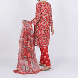 Women's Lawn Printed Embroidered 3Pcs Suit - Maroon, Women Shalwar Suits, Chase Value, Chase Value