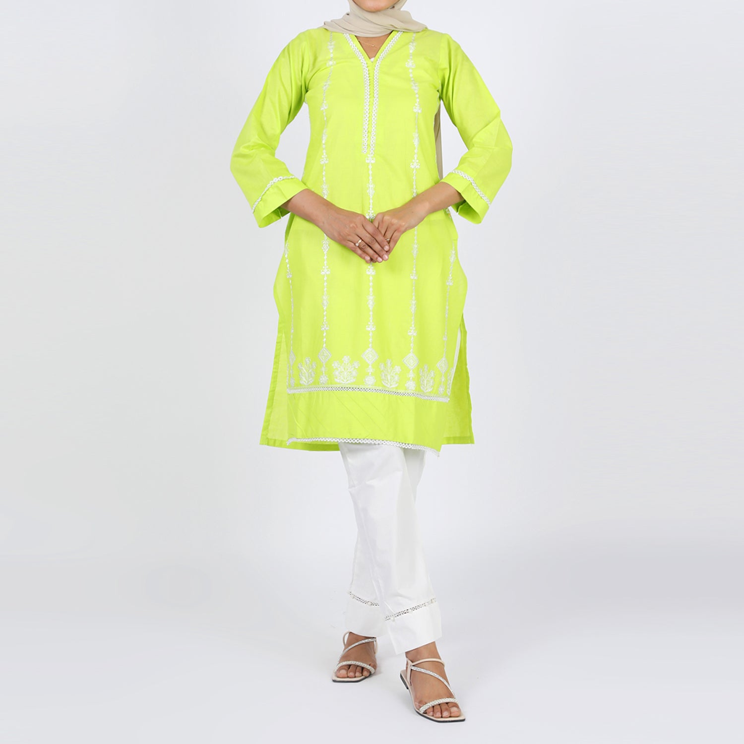 Women's Embroidered Kurti - Highlighter, Women Ready Kurtis, Chase Value, Chase Value