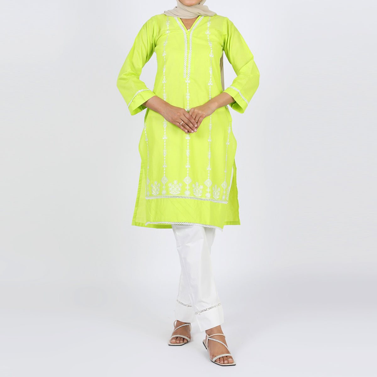 Women's Embroidered Kurti - Highlighter, Women Ready Kurtis, Chase Value, Chase Value