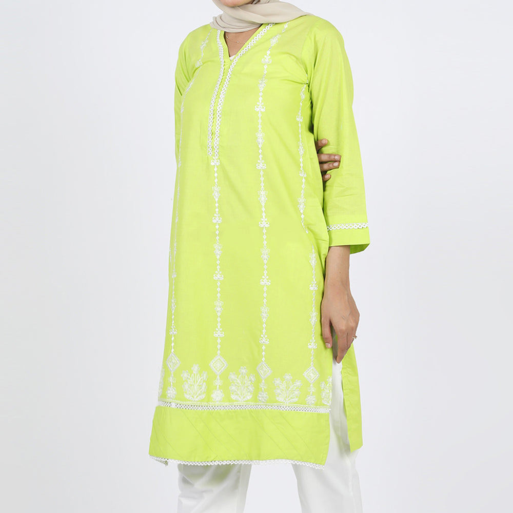 Women's Embroidered Kurti - Highlighter, Women Ready Kurtis, Chase Value, Chase Value