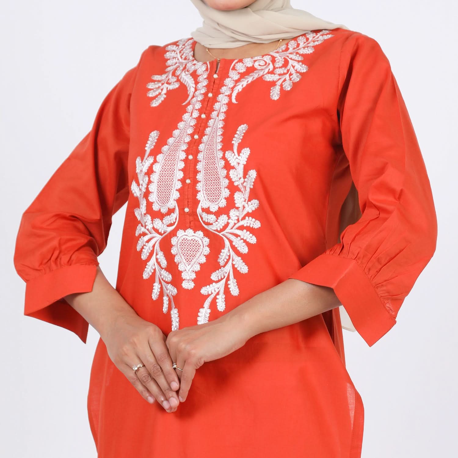 Women's Embroidered Kurti - Rust, Women Ready Kurtis, Chase Value, Chase Value