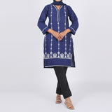 Women's Embroidered Kurti - Navy Blue, Women Ready Kurtis, Chase Value, Chase Value
