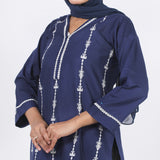 Women's Embroidered Kurti - Navy Blue, Women Ready Kurtis, Chase Value, Chase Value