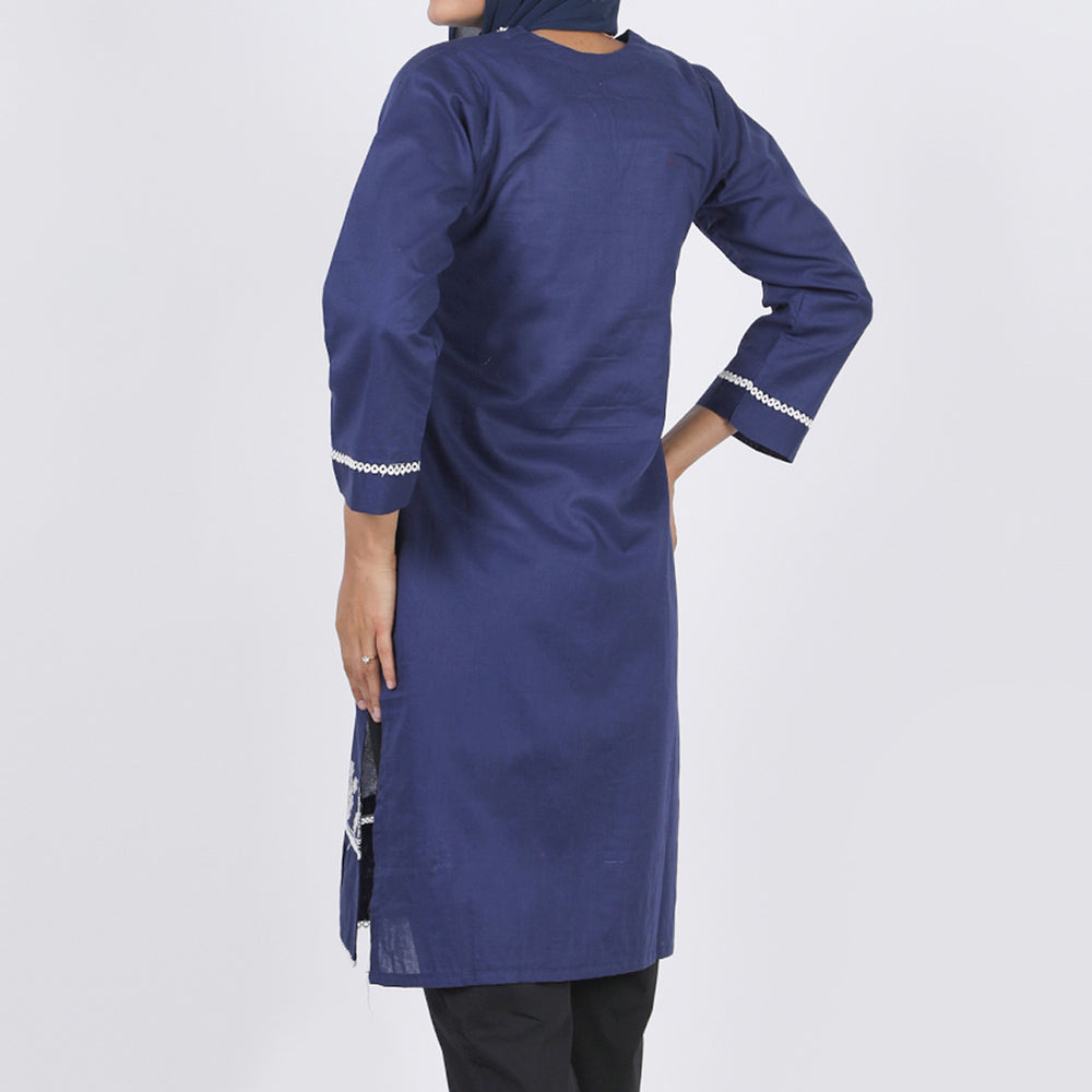 Women's Embroidered Kurti - Navy Blue, Women Ready Kurtis, Chase Value, Chase Value