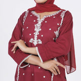 Women's Emboridered Kurti - Maroon, Women Ready Kurtis, Chase Value, Chase Value