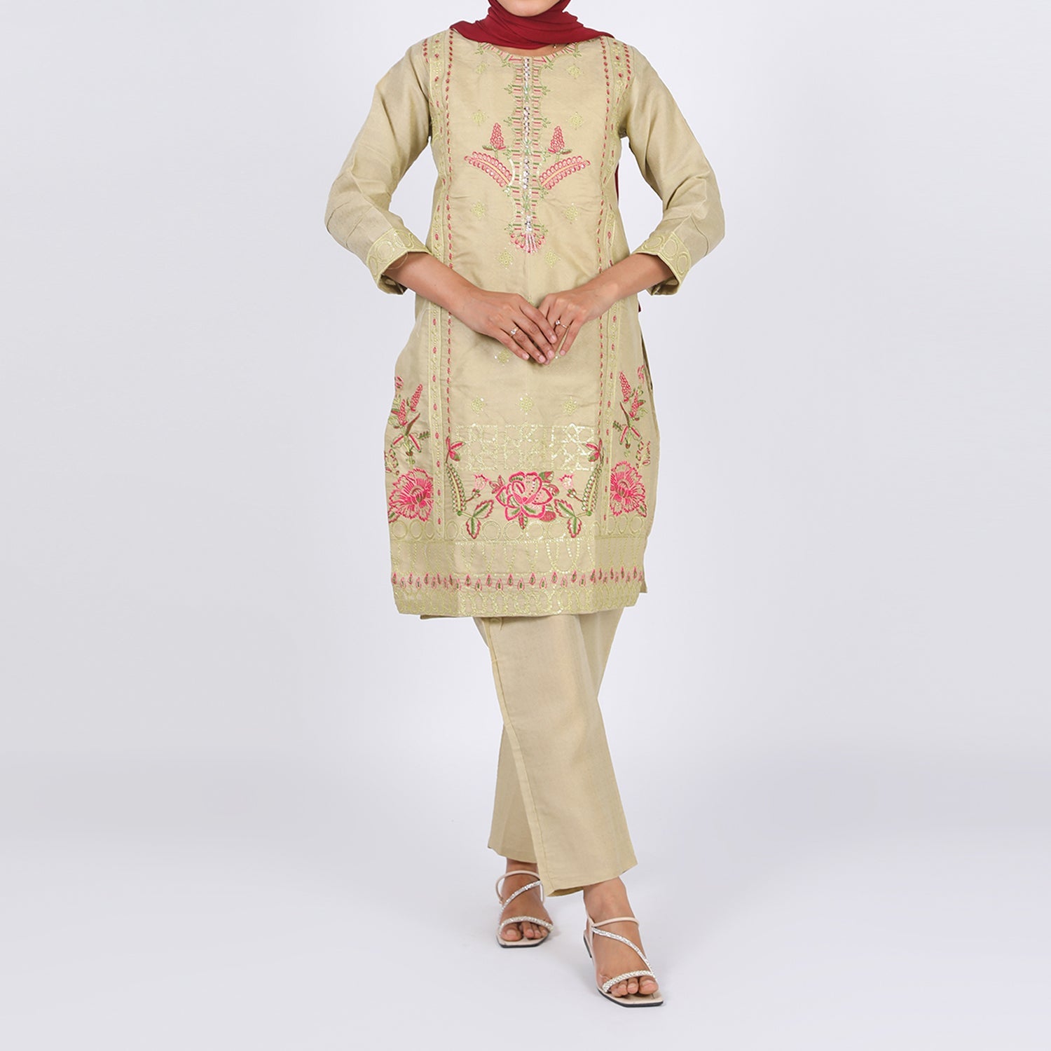 Women's Jacquard 2 Pcs Suit - Skin, Women Shalwar Suits, Chase Value, Chase Value