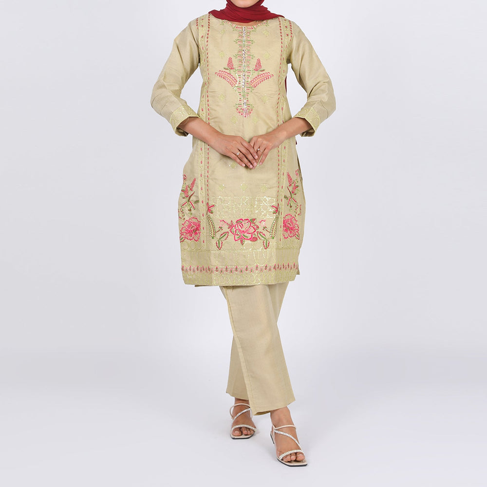 Women's Jacquard 2 Pcs Suit - Skin, Women Shalwar Suits, Chase Value, Chase Value