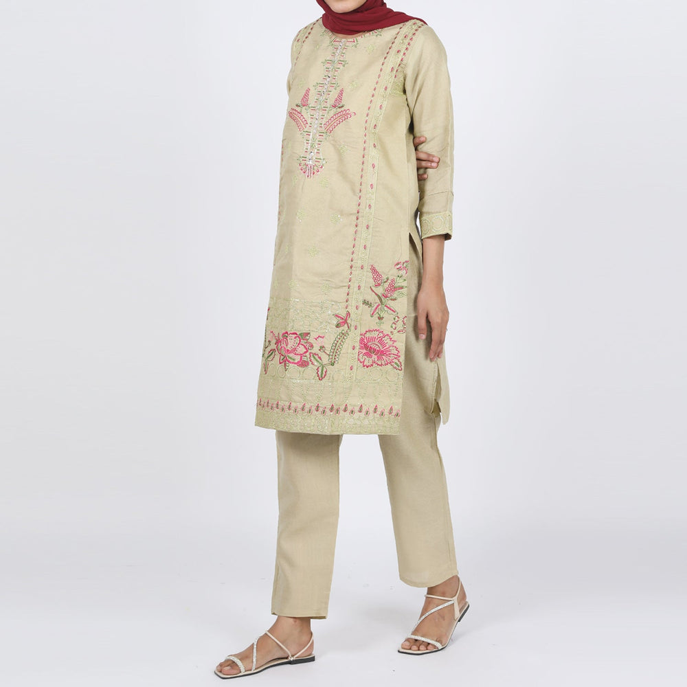 Women's Jacquard 2 Pcs Suit - Skin, Women Shalwar Suits, Chase Value, Chase Value