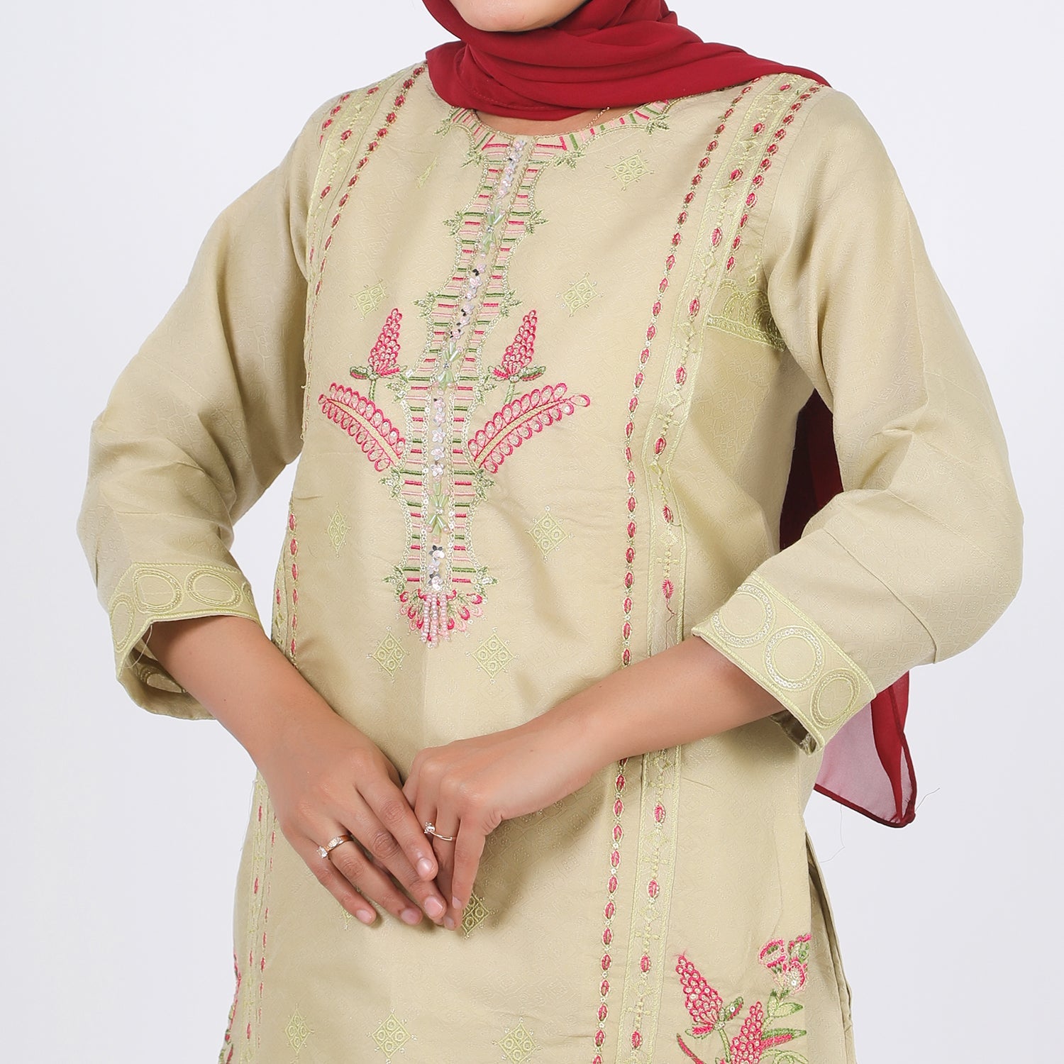 Women's Jacquard 2 Pcs Suit - Skin, Women Shalwar Suits, Chase Value, Chase Value