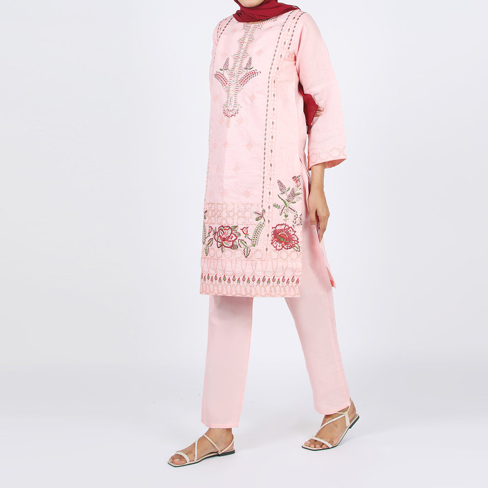 Women's Jacquard 2 Pcs Suit - Pink, Women Shalwar Suits, Chase Value, Chase Value