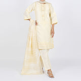 Women's Jacquard 3 Pcs Suit - Cream, Women Shalwar Suits, Chase Value, Chase Value