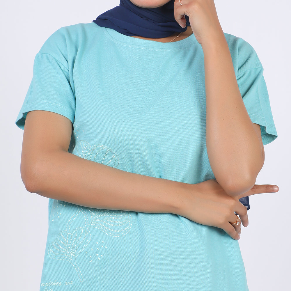 Eminent Women's Half Sleeves T-Shirt - Sea Green, Women T-Shirts & Tops, Eminent, Chase Value