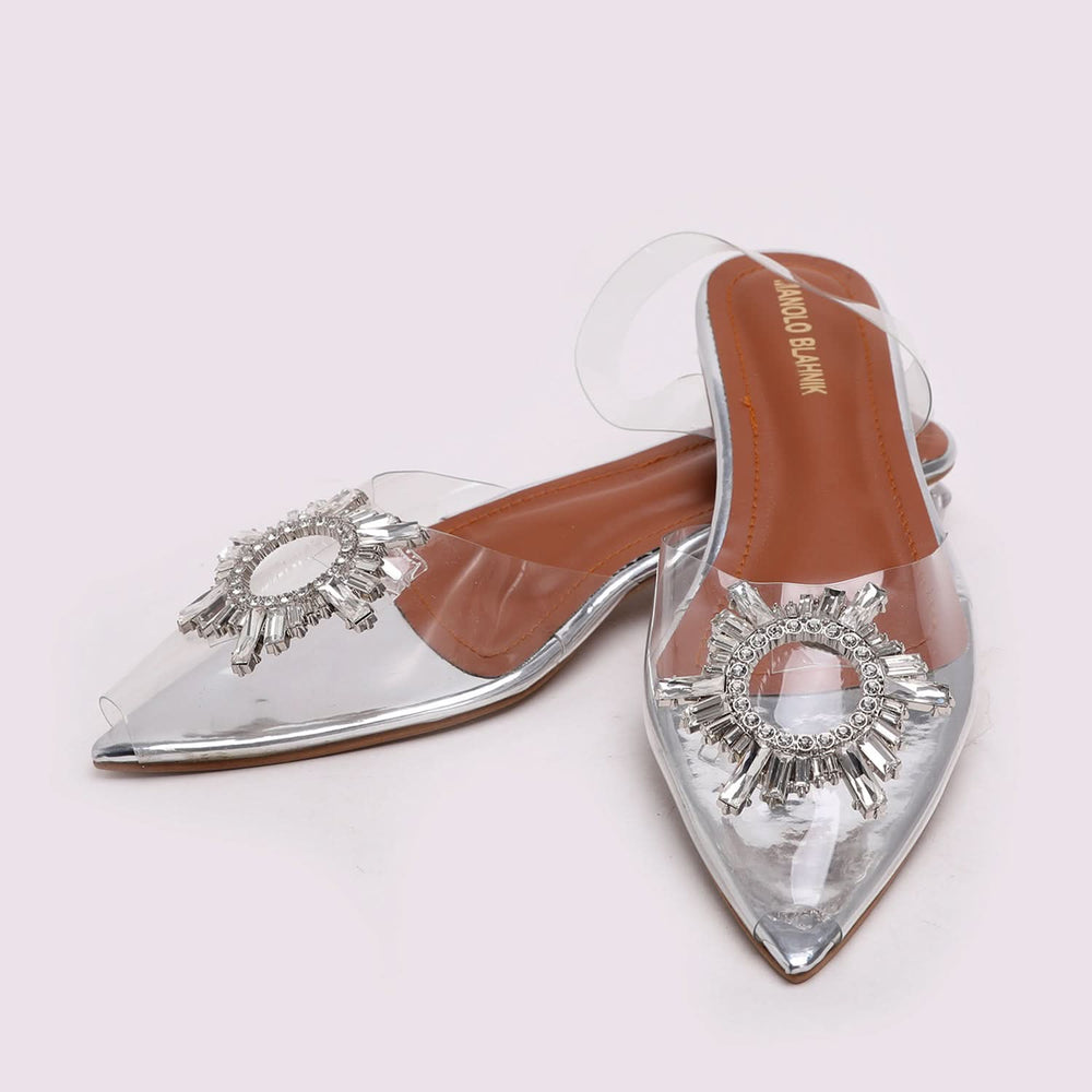 Women's backless Sandal - Silver, Women Backless Pumps, Chase Value, Chase Value