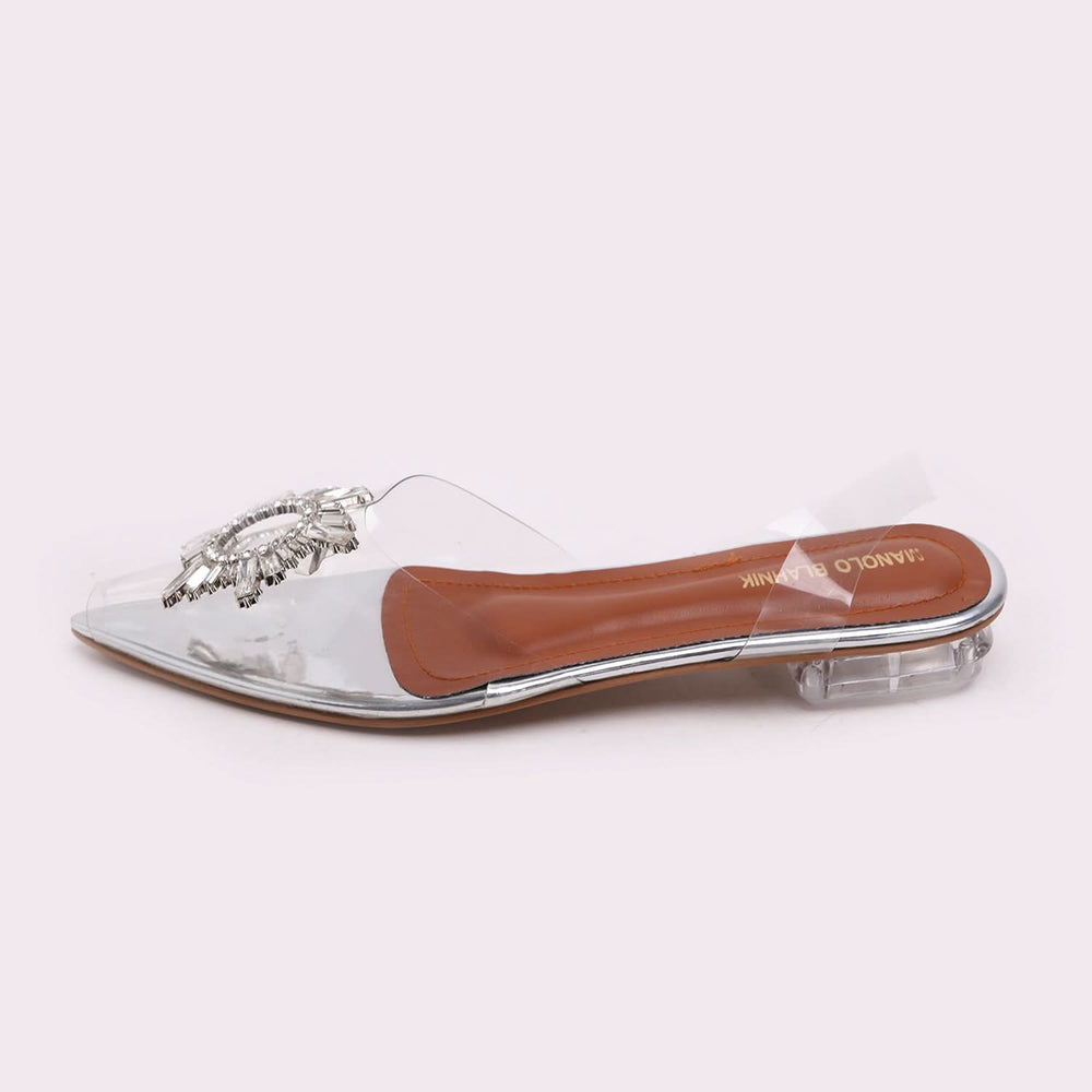 Women's backless Sandal - Silver, Women Backless Pumps, Chase Value, Chase Value