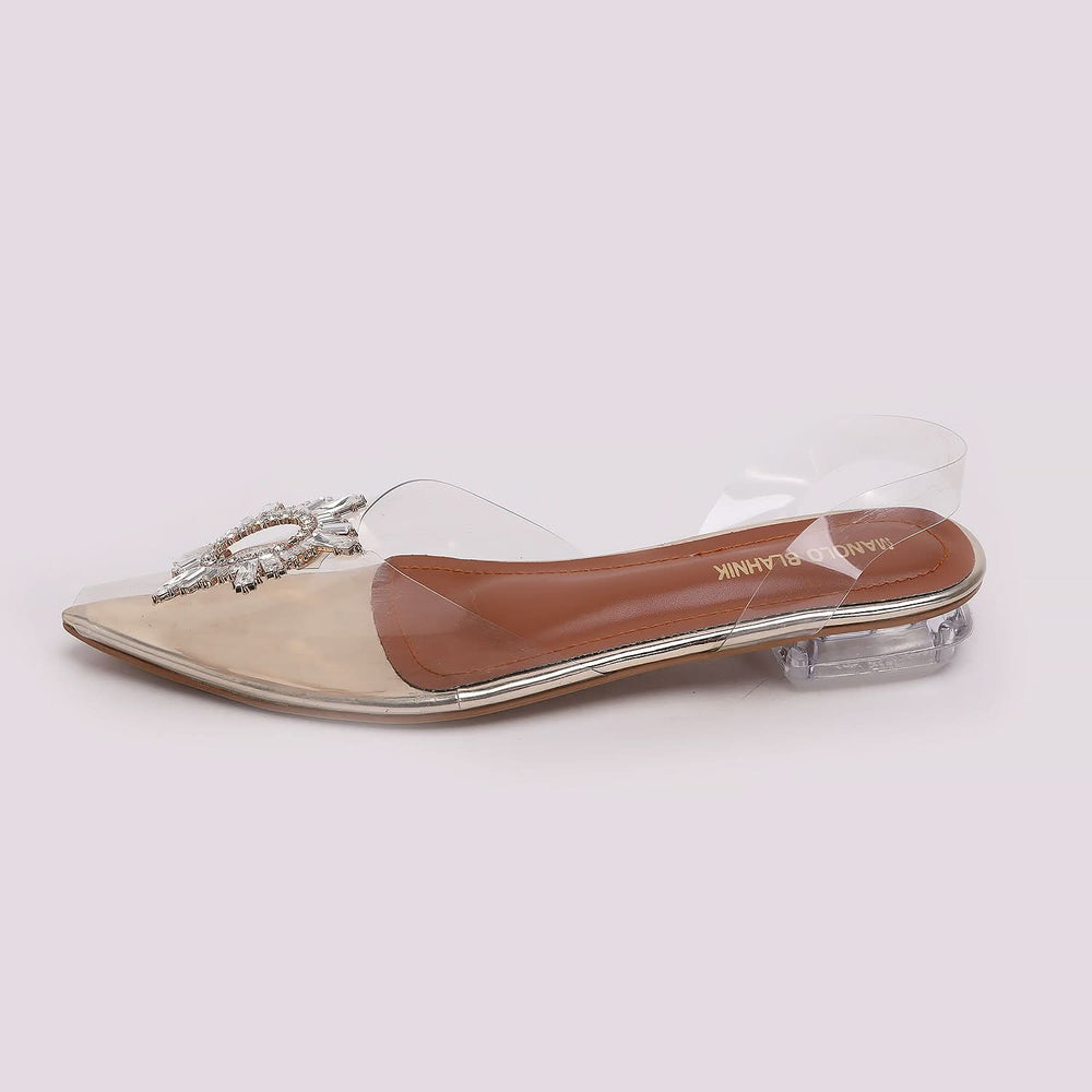 Women's backless Sandal - Golden, Women Backless Pumps, Chase Value, Chase Value