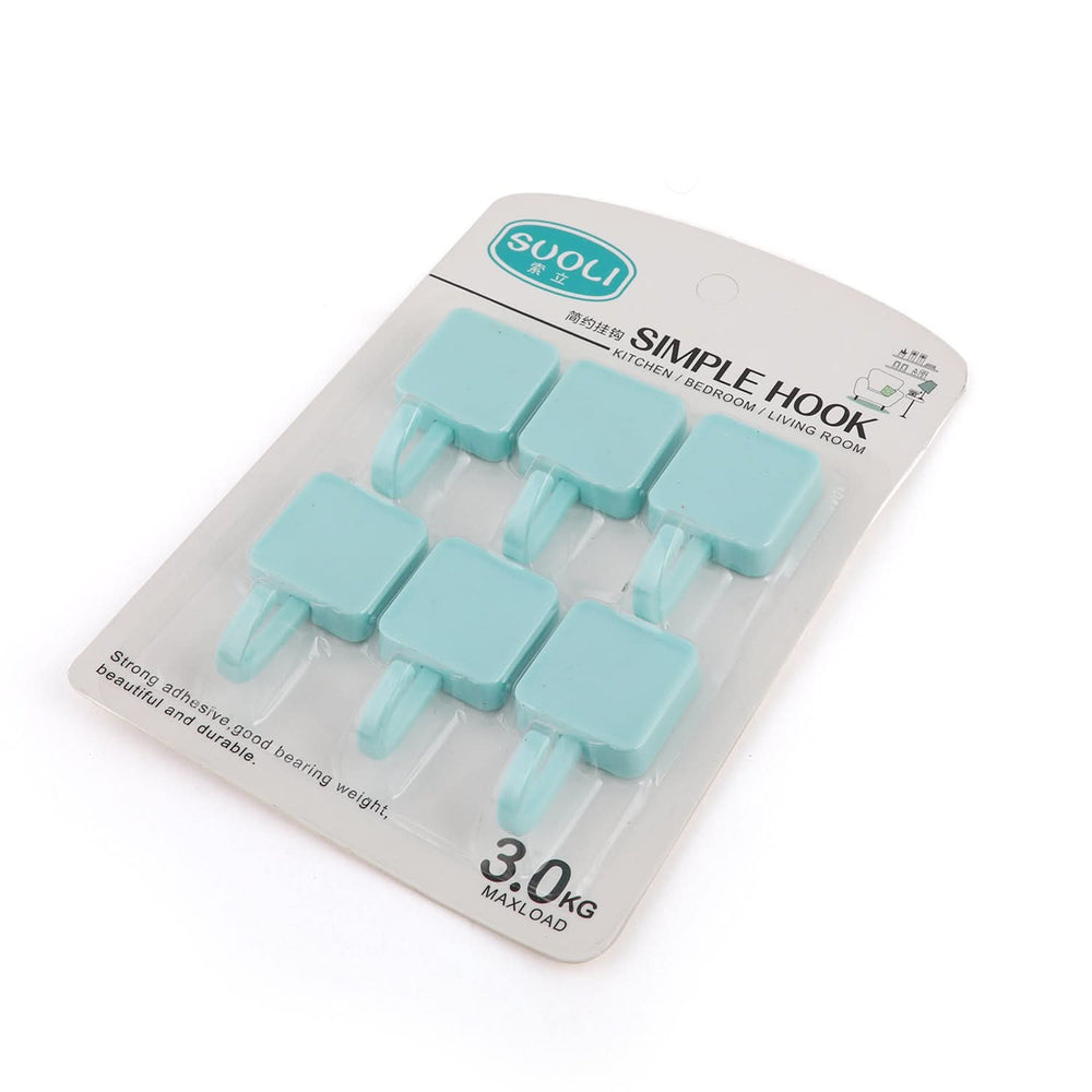 Hook Plastic 6Pcs - Cyan, Sticky Hook, Chase Value, Chase Value