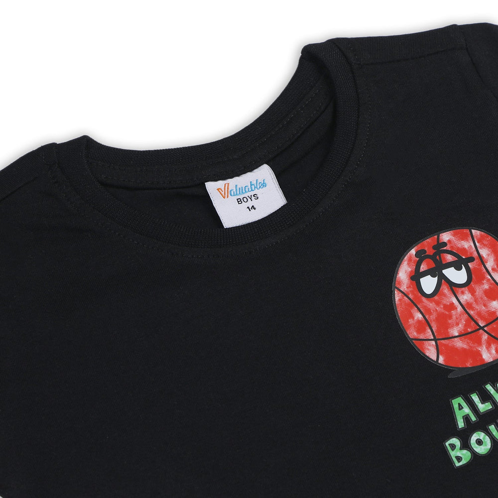 Boys Half Sleeves T-Shirt - Black, Boys T-Shirts, Chase Value, Chase Value