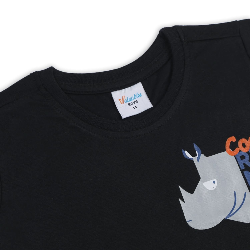 Boys Half Sleeves T-Shirt - Black, Boys T-Shirts, Chase Value, Chase Value
