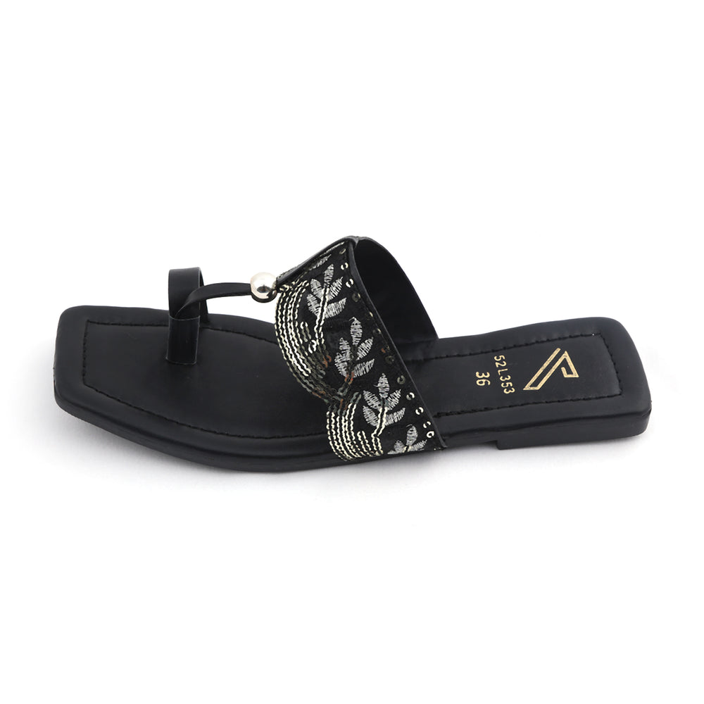 Women's Kolhapuri Slipper - Black, Women Slippers, Chase Value, Chase Value