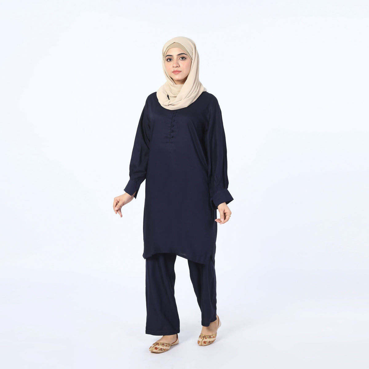 Women's Dyed Solid Co-Ord Set - Navy Blue, Women Co-Ord Set, Chase Value, Chase Value