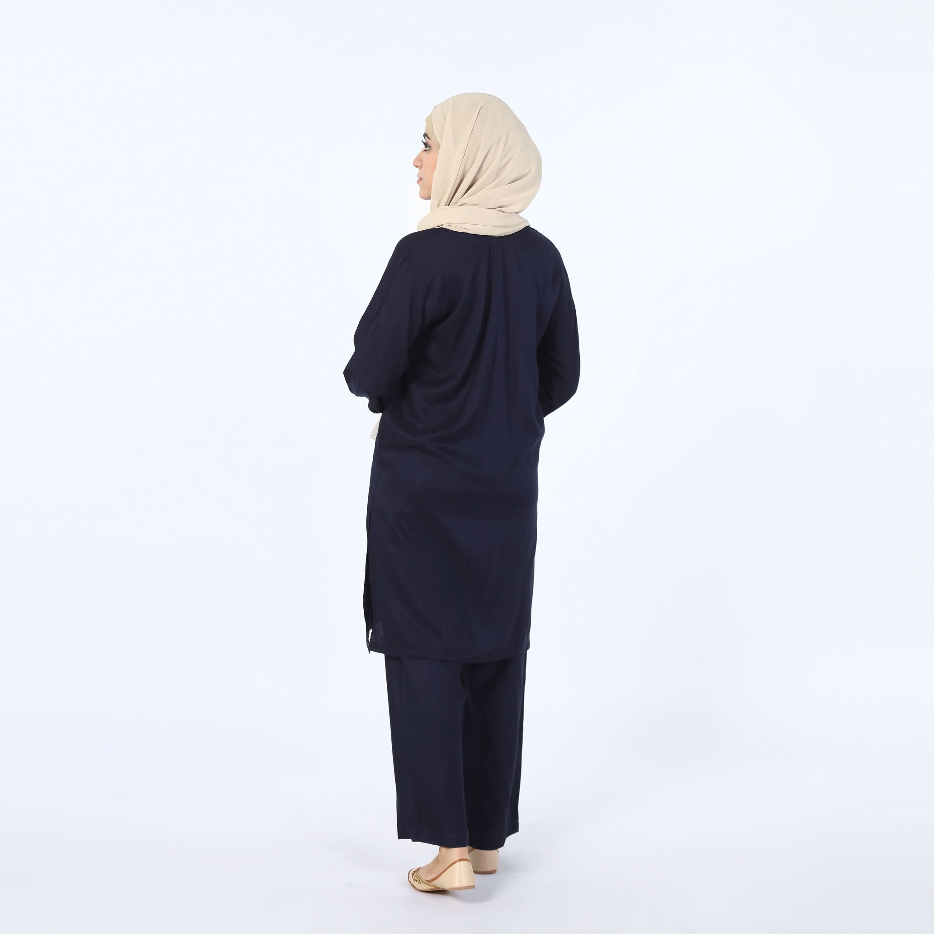 Women's Dyed Solid Co-Ord Set - Navy Blue, Women Co-Ord Set, Chase Value, Chase Value