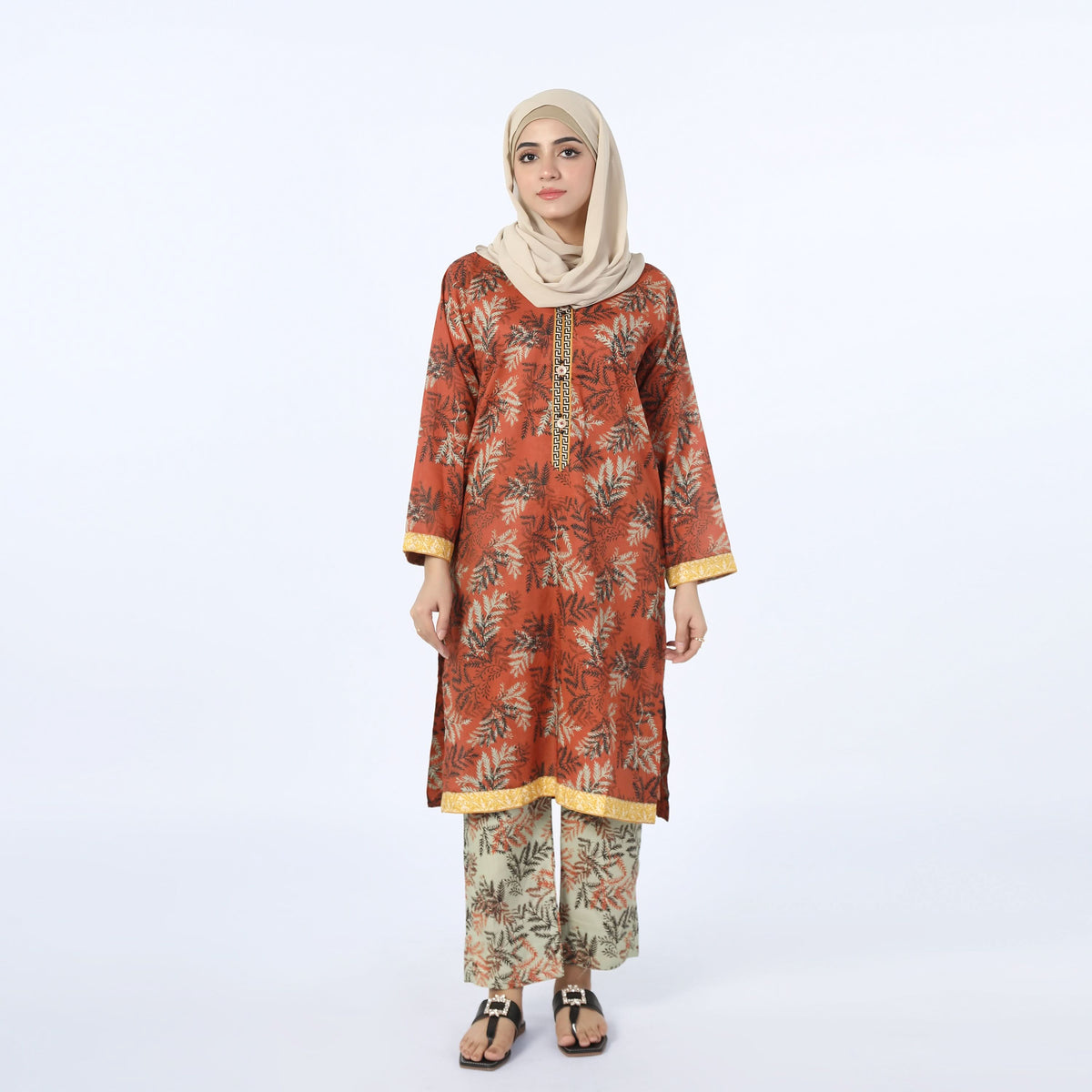 Women's Printed Co-Ord Set - Rust, Women Co-Ord Set, Chase Value, Chase Value