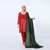 Women's 03pcs Stitched Suit - Red, Women Shalwar Suits, Chase Value, Chase Value