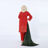 Women's 03pcs Stitched Suit - Red, Women Shalwar Suits, Chase Value, Chase Value
