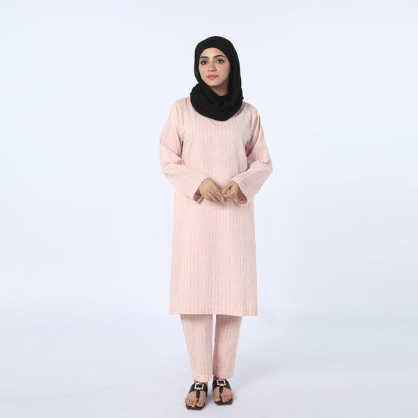 Women's Stripe Shalwar Suit - Light Pink