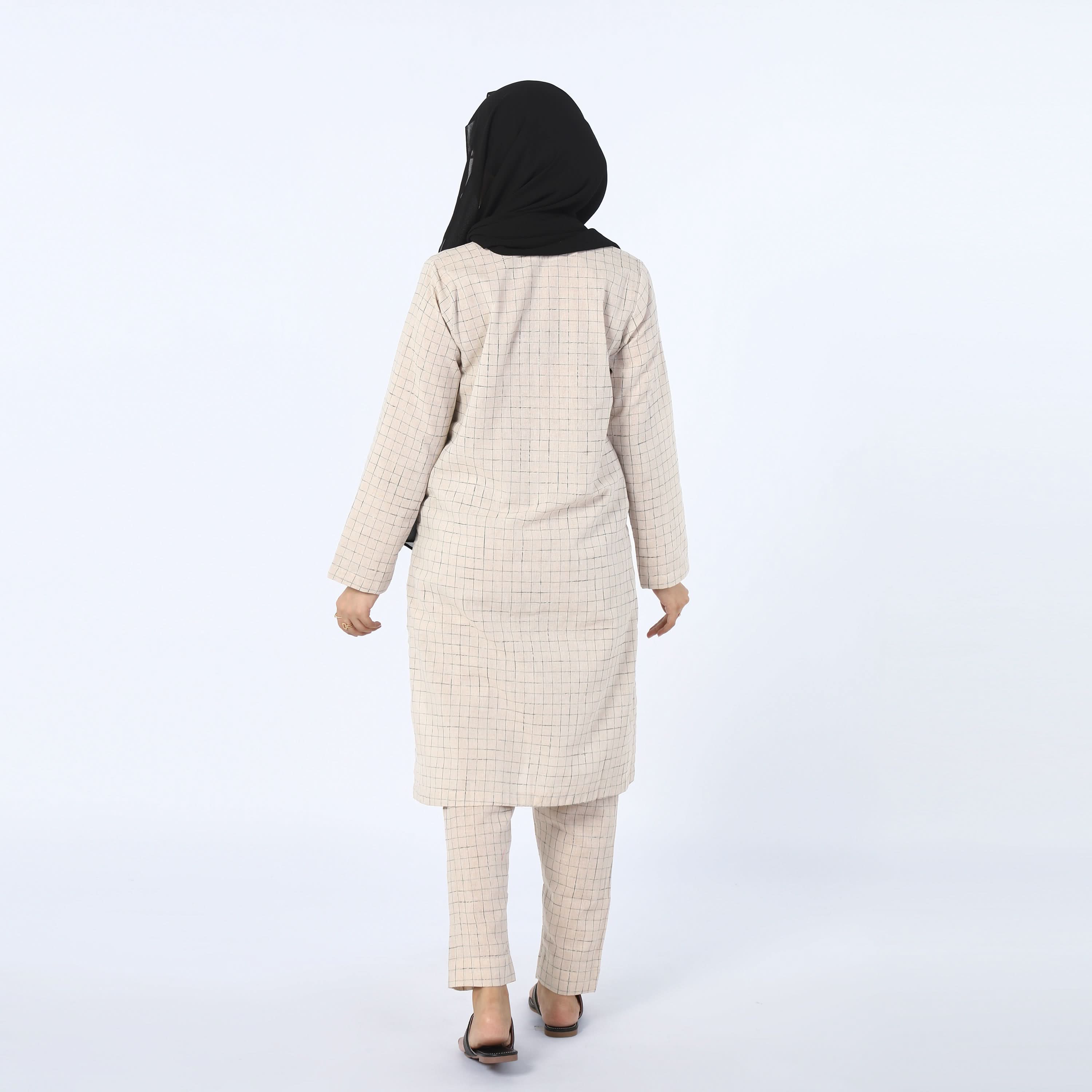 Women's Check Shalwar Suit - Beige, Women Shalwar Suits, Chase Value, Chase Value