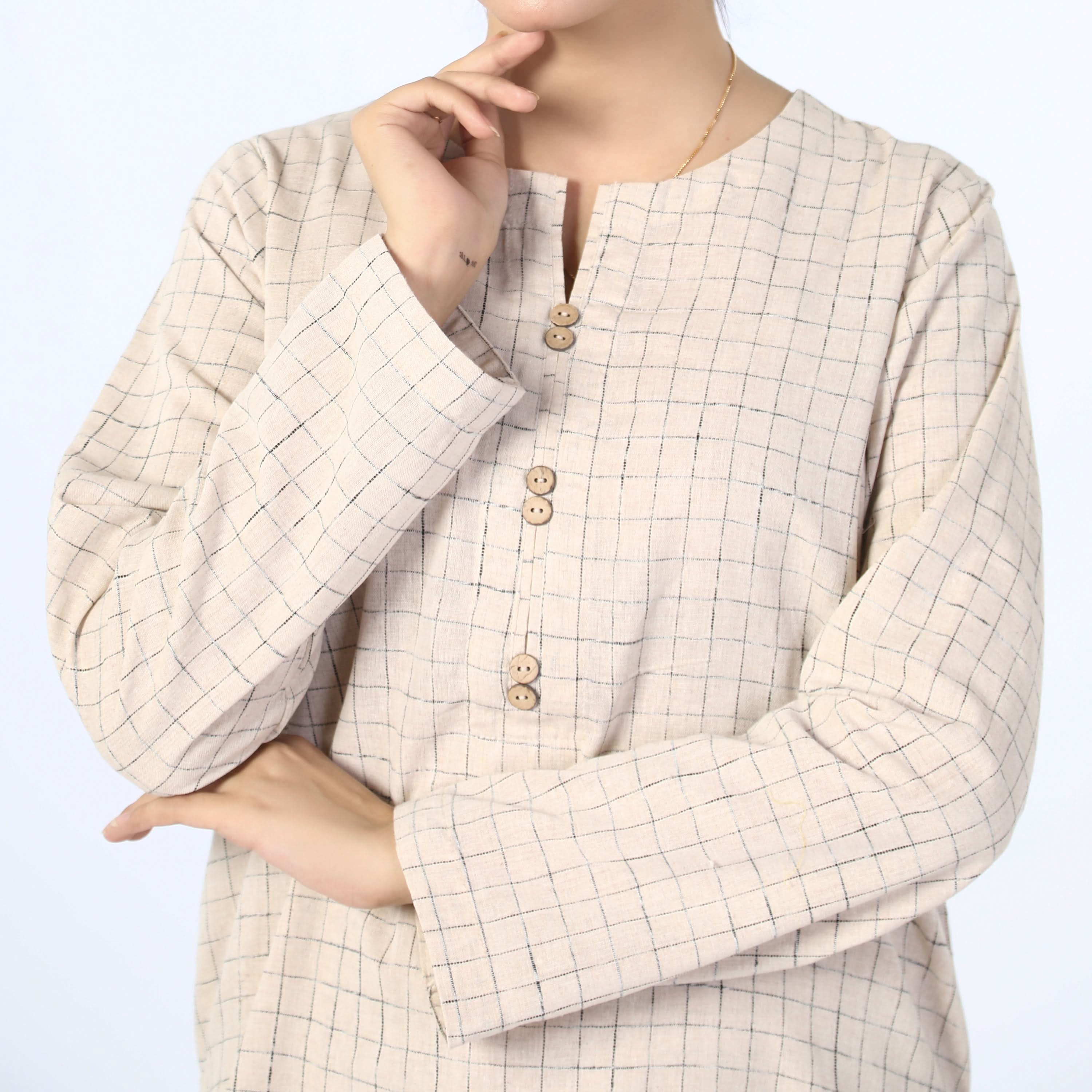 Women's Check Shalwar Suit - Beige, Women Shalwar Suits, Chase Value, Chase Value
