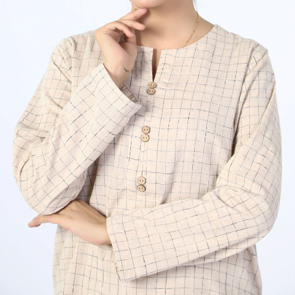 Women's Check Shalwar Suit - Beige, Women Shalwar Suits, Chase Value, Chase Value