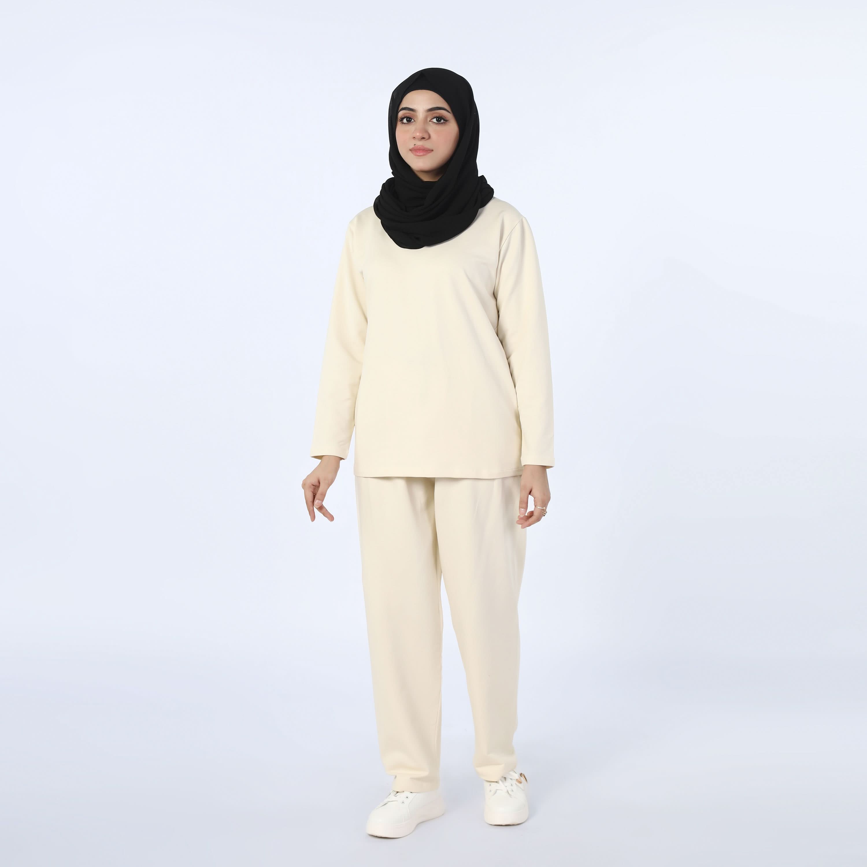 Women's 2Pcs Pajama Suit - Off White, Women Two Piece Outfit, Chase Value, Chase Value